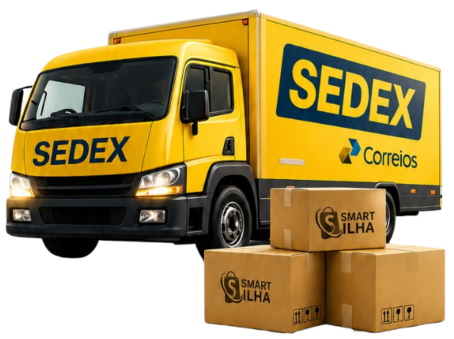 Caminhão SEDEX Correios com caixas Smart Ilha